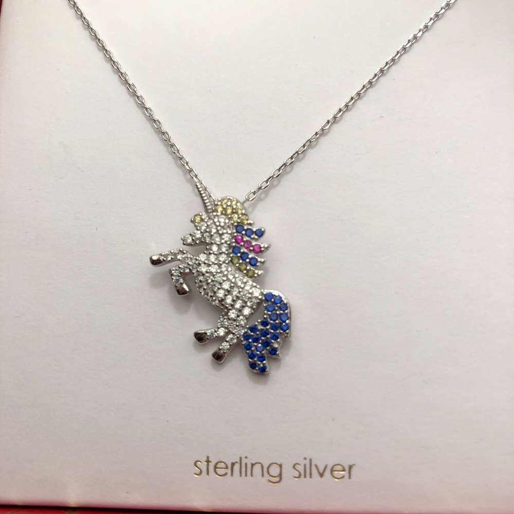 New in Box Silver Unicorn Necklace